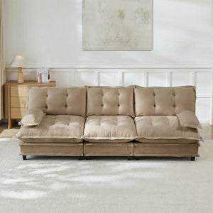 English Elm 107" Modular Cloud Sectional Sofa Deep Seat Chenille Upholstered Living Room Couch Light Coffee W714S01702