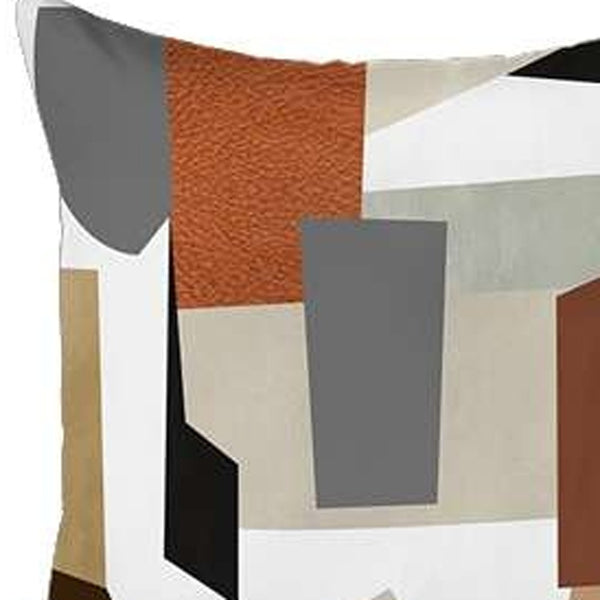 Homeroots Set Of 4 Ivory And Orange Geometric Pillow Covers   392701