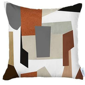 Homeroots Set Of 4 Ivory And Orange Geometric Pillow Covers   392701