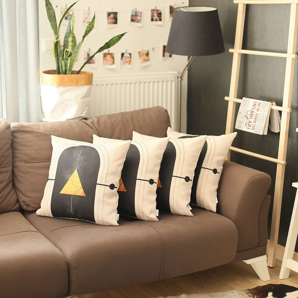 Homeroots Set Of 4 Yellow Geometric Printed Pillow Covers   392707