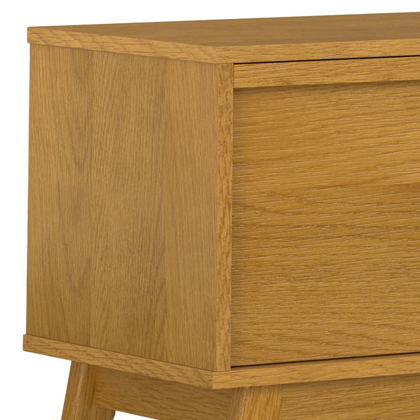 English Elm Lennon 72 inch Low TV Stand with Solid Wood Veneer, Mid-Century Modern, Cable Management, Durable Finish Oak B136P261847