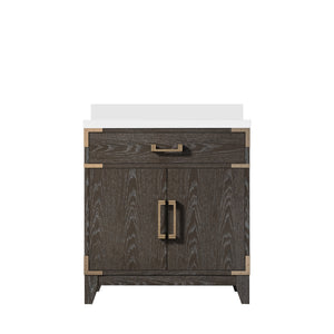 English Elm Brown Oak Single Bath Vanity With White Quartz Top – Stylish, Durable Design & Ample Storage Options B2731P259751
