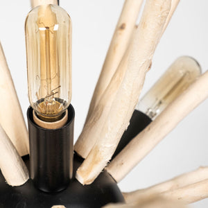 Homeroots Wood And Metal Starburst Six Bulb Hanging Light   392827