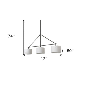 Homeroots Metal Framed White Shade Three Bulb Hanging Light   392829