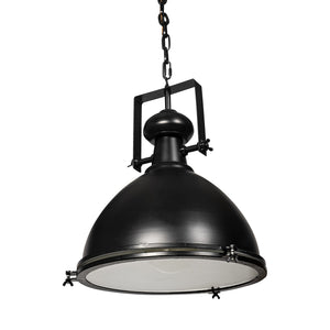 Homeroots Industrial Black Metal Hanging Pendant Light   392831