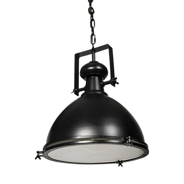 Homeroots Industrial Black Metal Hanging Pendant Light   392831