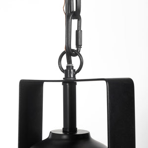 Homeroots Industrial Black Metal Hanging Pendant Light   392831