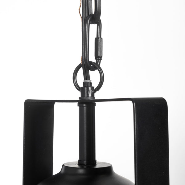 Homeroots Industrial Black Metal Hanging Pendant Light   392831