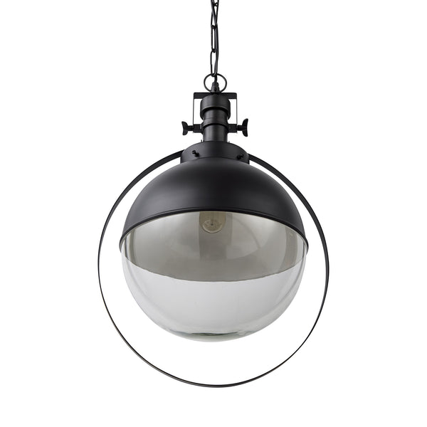 Homeroots Black Metal Sphere Pendant Hanging Light   392833