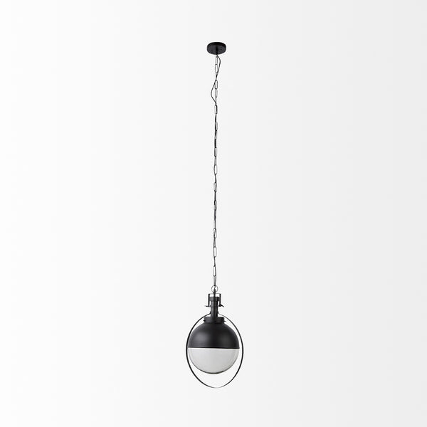 Homeroots Black Metal Sphere Pendant Hanging Light   392833