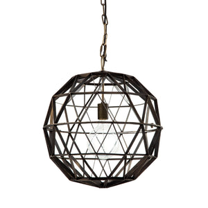 Homeroots Black Metal Geometric Globe Hanging Light   392835