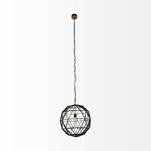 Homeroots Black Metal Geometric Globe Hanging Light   392835