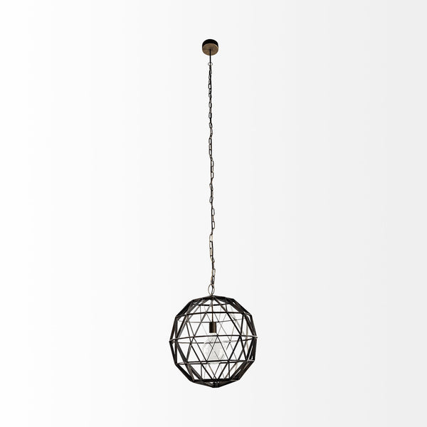 Homeroots Black Metal Geometric Globe Hanging Light   392835