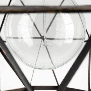 Homeroots Black Metal Geometric Globe Hanging Light   392835