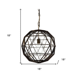 Homeroots Black Metal Geometric Globe Hanging Light   392835