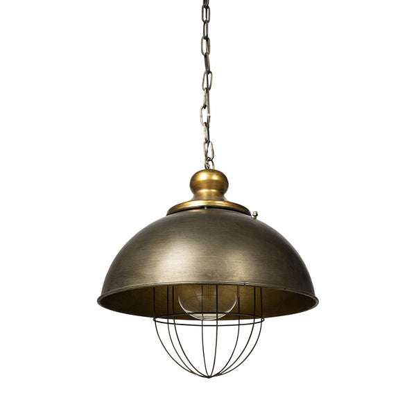 Homeroots Rustic Gold Ton Metal Dome Hanging Light   392836