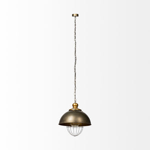 Homeroots Rustic Gold Ton Metal Dome Hanging Light   392836