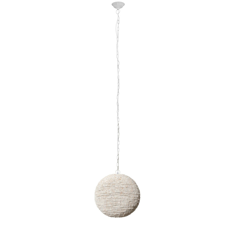 Homeroots Whitewash Beaded Ball Hanging Light   392837
