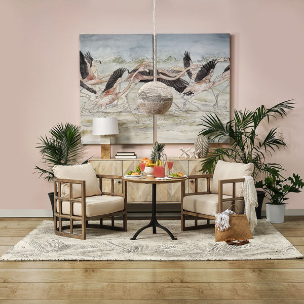 Homeroots Whitewash Beaded Ball Hanging Light   392837