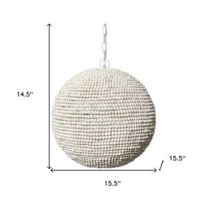 Homeroots Whitewash Beaded Ball Hanging Light   392837