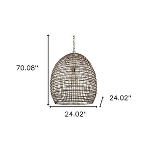 Homeroots Metallic Woven Hanging Pendant Light   392838