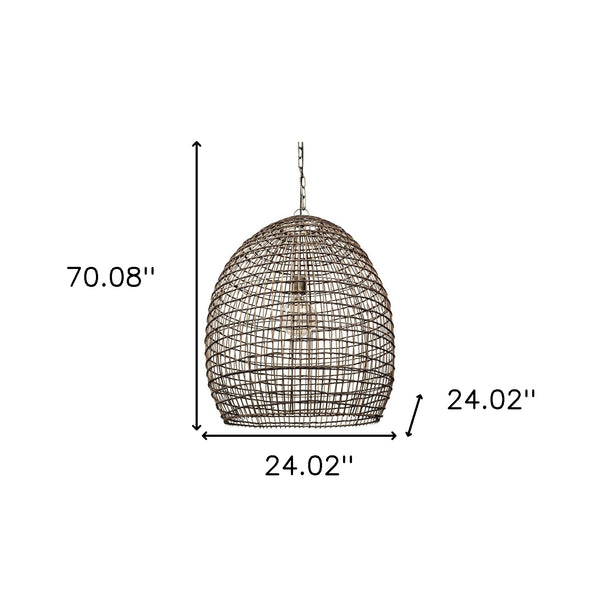 Homeroots Metallic Woven Hanging Pendant Light   392838