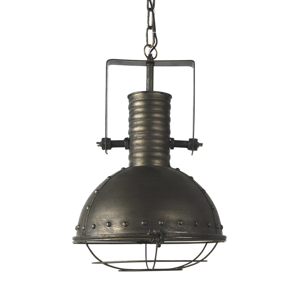 Homeroots Industrial Caged Black Metal Hanging Light   392840