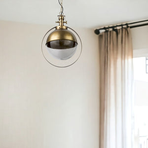 Homeroots Gold Metal Sphere Pendant Hanging Light   392841
