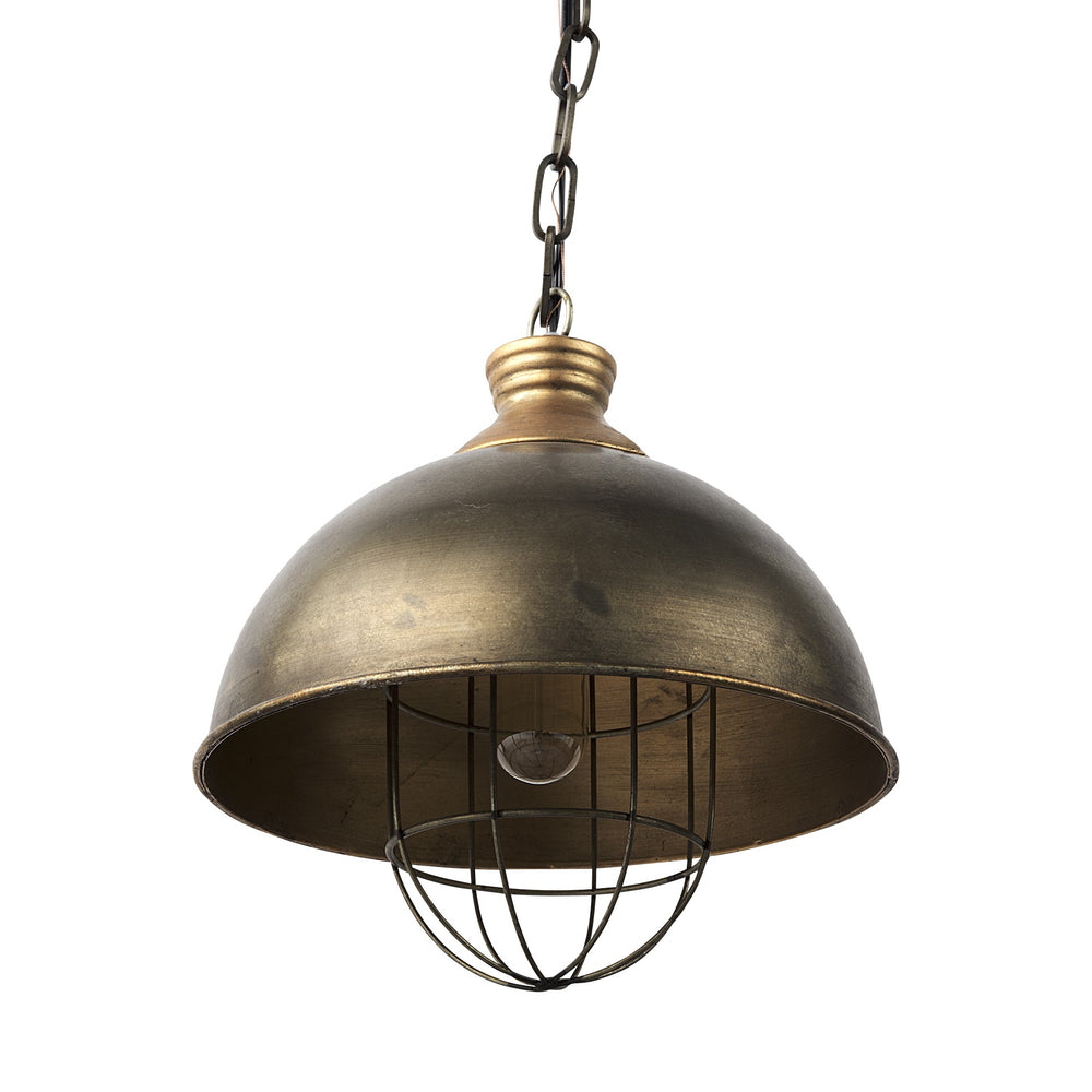 Homeroots Distressed Bronze Metal Dome Hanging Light   392842