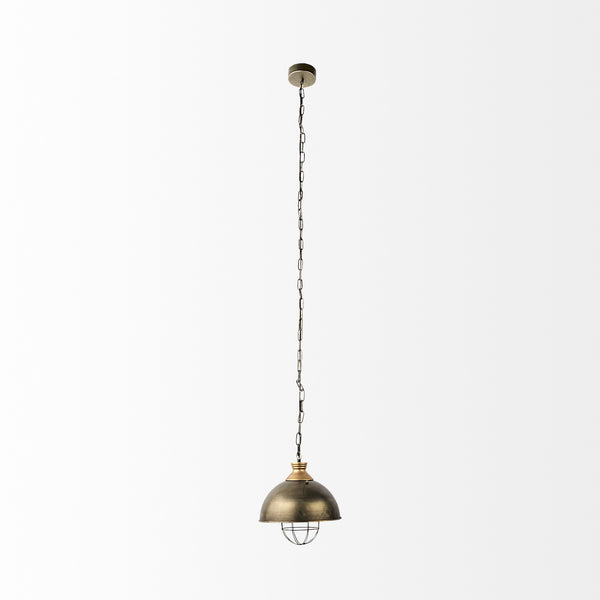 Homeroots Distressed Bronze Metal Dome Hanging Light   392842