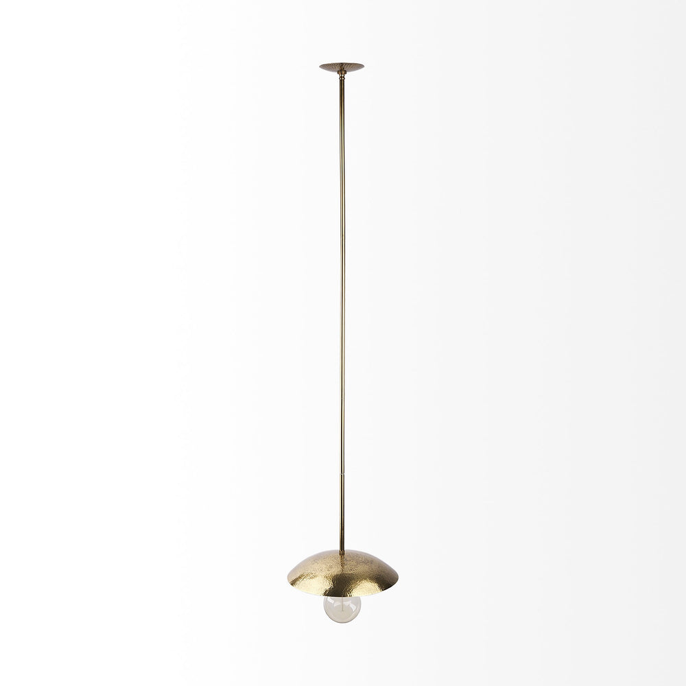 Homeroots Hammered Gold Metal Hanging Pendant Light   392843