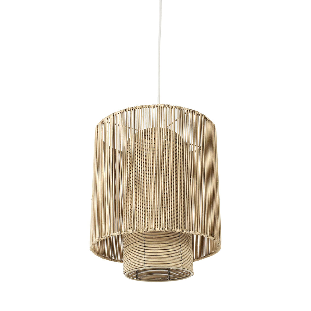 Homeroots Natural Cane Cylindrical Hanging Pendant Light   392844