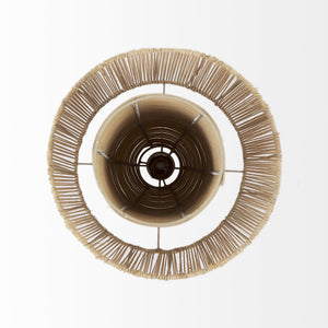 Homeroots Natural Cane Cylindrical Hanging Pendant Light   392844