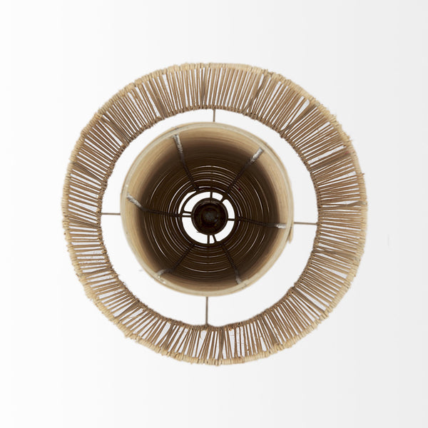 Homeroots Natural Cane Cylindrical Hanging Pendant Light   392844