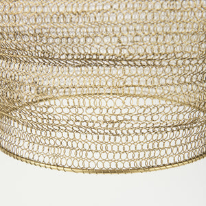 Homeroots Gold Metal Wire Mesh Hanging Pendant Light   392847