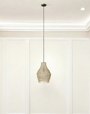 Homeroots Gold Metal Wire Mesh Hanging Pendant Light   392847