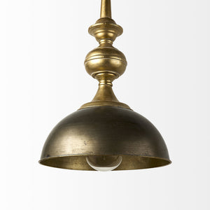 Homeroots Gold Industrial Dome Pendant Light - Ambient Metal Hanging Fixture For Stylish Home Decor, 29" H   392849