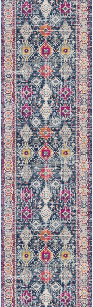 HomeRoots 20' Blue and Ivory Oriental Runner Rug - Timeless Elegance for Hallways and Narrow Spaces, Easy Care 2’ x 20’ 392856