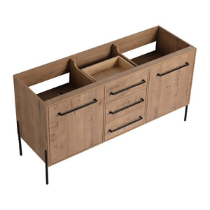 English Elm 60" Freestanding Bathroom Vanity with Soft-close Doors and Three Drawer Storage W999P405133