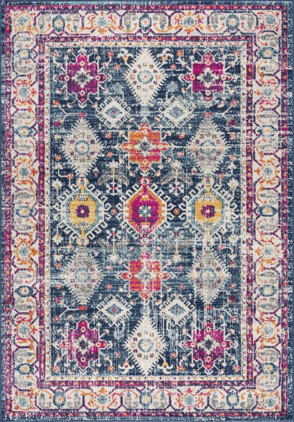 HomeRoots 20' Blue and Ivory Oriental Runner Rug - Timeless Elegance for Hallways and Narrow Spaces, Easy Care 5’ x 8’ 392864