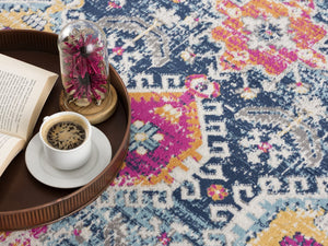 HomeRoots 20' Blue and Ivory Oriental Runner Rug - Timeless Elegance for Hallways and Narrow Spaces, Easy Care 7’ x 10’ 392865