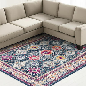 HomeRoots 20' Blue and Ivory Oriental Runner Rug - Timeless Elegance for Hallways and Narrow Spaces, Easy Care 7’ x 10’ 392865