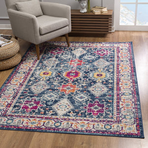 HomeRoots 20' Blue and Ivory Oriental Runner Rug - Timeless Elegance for Hallways and Narrow Spaces, Easy Care 7’ x 10’ 392865