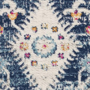 HomeRoots 20' Blue and Ivory Oriental Runner Rug - Timeless Elegance for Hallways and Narrow Spaces, Easy Care 8’ x 11’ 392866