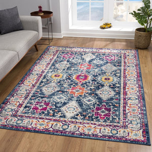 HomeRoots 20' Blue and Ivory Oriental Runner Rug - Timeless Elegance for Hallways and Narrow Spaces, Easy Care 8’ x 11’ 392866