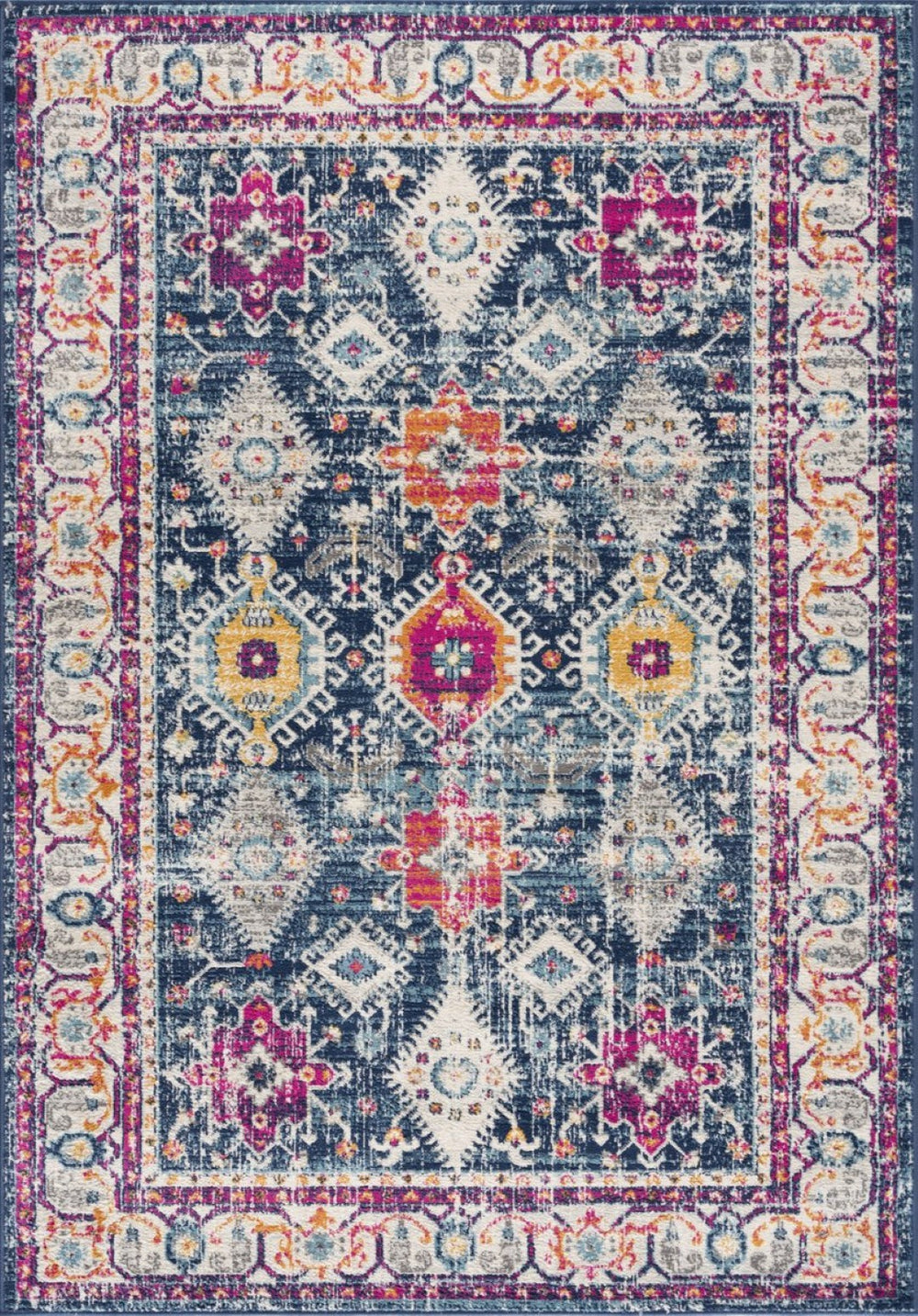 HomeRoots 20' Blue and Ivory Oriental Runner Rug - Timeless Elegance for Hallways and Narrow Spaces, Easy Care 9’ x 13’ 392867