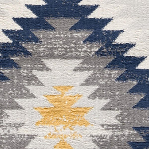 HomeRoots 5' Blue Ikat Kilim Area Rug - Durable, Stain-Resistant, Modern Pattern for Stylish Living Spaces 5’ x 8’ 392881