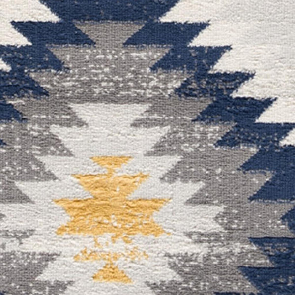 HomeRoots 5' Blue Ikat Kilim Area Rug - Durable, Stain-Resistant, Modern Pattern for Stylish Living Spaces 8’ x 11’ 392883