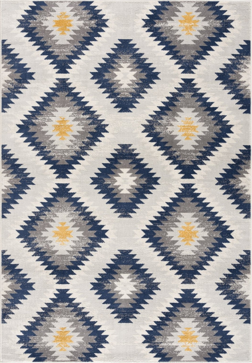 HomeRoots 5' Blue Ikat Kilim Area Rug - Durable, Stain-Resistant, Modern Pattern for Stylish Living Spaces 9’ x 13’ 392884