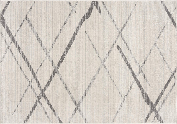 Homeroots 12' X 18' Gray Geometric Washable Non Skid Area Rug  Polypropylene 392885